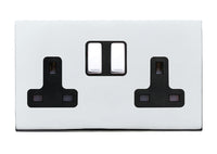 Hamilton 7G27SS2BC-B Hartland G2 Screwless 2G 13A DP Switched Socket - Bright Chrome, Black Insert