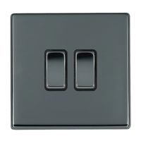 Hamilton 7G28R22BK-B Hartland G2 Screwless 2G 10AX 2 Way Plate Switch - Black Nickel, Black Insert