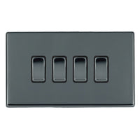 Hamilton 7G28R24BK-B Hartland G2 Screwless 4G 10AX 2 Way Plate Switch - Black Nickel, Black Insert