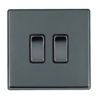 Hamilton 7G28R32BK-B Hartland G2 Screwless 2G 10AX Intermediate Plate Switch - Black Nickel, Black Insert