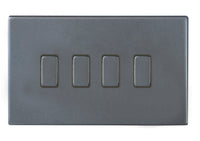Hamilton 7G2AR24GA-QG Hartland G2 Screwless 4G 10AX 2 Way Plate Switch - Anthra Gray, Quartz Grey Insert