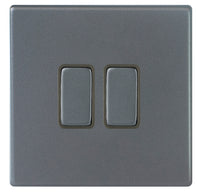 Hamilton 7G2AR32GA-QG Hartland G2 Screwless 2G 10AX Intermediate Plate Switch - Anthra Gray, Quartz Grey Insert