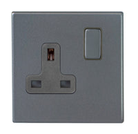 Hamilton 7G2ASS1GA-QG Hartland G2 Screwless 1G 13A DP Switched Socket - Anthra Gray, Quartz Grey Insert