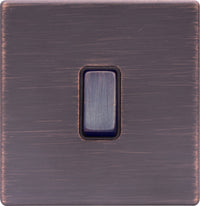 Hamilton 7G2EBR21EB-B Hartland G2 Screwless 1G 10AX 2 Way Plate Switch - Etrium Bronze, Black Insert