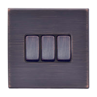 Hamilton 7G2EBR23EB-B Hartland G2 Screwless 3G 10AX 2 Way Plate Switch - Etrium Bronze, Black Insert