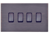 Hamilton 7G2EBR24EB-B Hartland G2 Screwless 4G 10AX 2 Way Plate Switch - Etrium Bronze, Black Insert