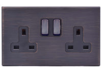 Hamilton 7G2EBSS2EB-B Hartland G2 Screwless 2G 13A DP Switched Socket - Etrium Bronze, Black Insert