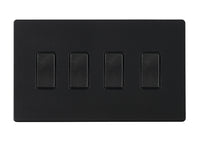Hamilton 7G2MBR24BL-B Hartland G2 Screwless 4G 10AX 2 Way Plate Switch - Matt Black, Black Insert