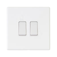 Hamilton 7G2MWR22WH-W Hartland G2 Screwless 2G 10AX 2 Way Plate Switch - Matt White, White Insert