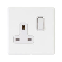 Hamilton 7G2MWSS1WH-W Hartland G2 Screwless 1G 13A DP Switched Socket - Matt White, White Insert