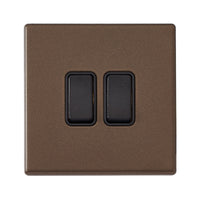 Hamilton 7G2RBR32BL-B Hartland G2 Screwless 2G 10AX Intermediate Plate Switch - Richmond Bronze, Black Insert