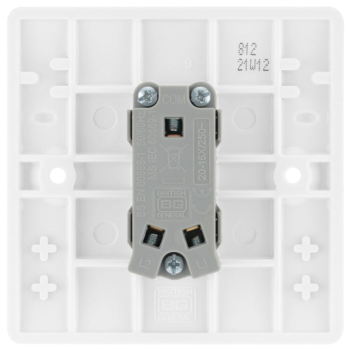 BG 812 White Round Edge Single Light Switch 10A - westbasedirect.com