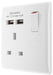 BG 821U2 White Round Edge 13A SP Single Socket + 2x USB - westbasedirect.com