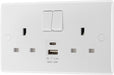 BG 822UAC12 White Round Edge 13A Double Switched Power Socket + USB A+C (12W) - westbasedirect.com
