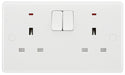 BG 826 White Round Edge 13A Double Switched Socket + Neon - westbasedirect.com