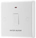 BG 833WH White Round Edge 20A DP Switch marked Water Heater + Neon + Cable Outlet - westbasedirect.com