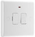 BG 853 White Round Edge Switched Spur + Neon + Cable Outlet - westbasedirect.com
