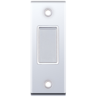 Selectric DSL379 5M 1 Gang 2 Way 10AX Architrave Plate Switch - Polished Chrome, White Insert