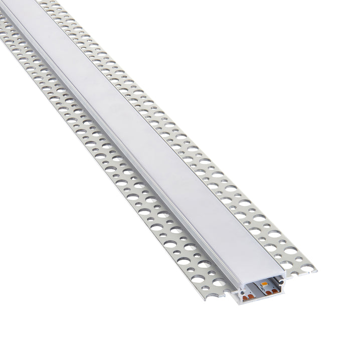 Saxby 94948 Rigel Plaster-in Wide 2m Aluminium Profile/Extrusion Silver Silver anodised & opal pc - westbasedirect.com