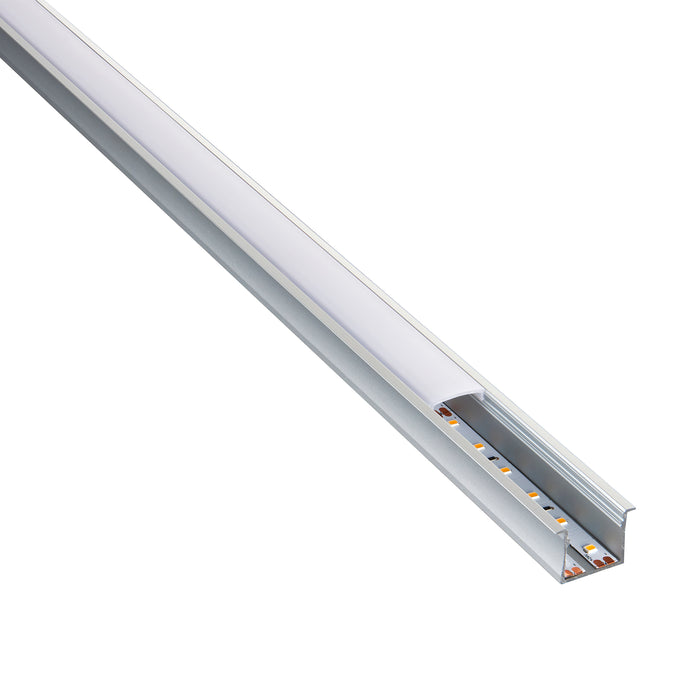Saxby 97739 Rigel Recessed Wide 2m Aluminium Profile/Extrusion Silver Silver anodised & opal pc - westbasedirect.com