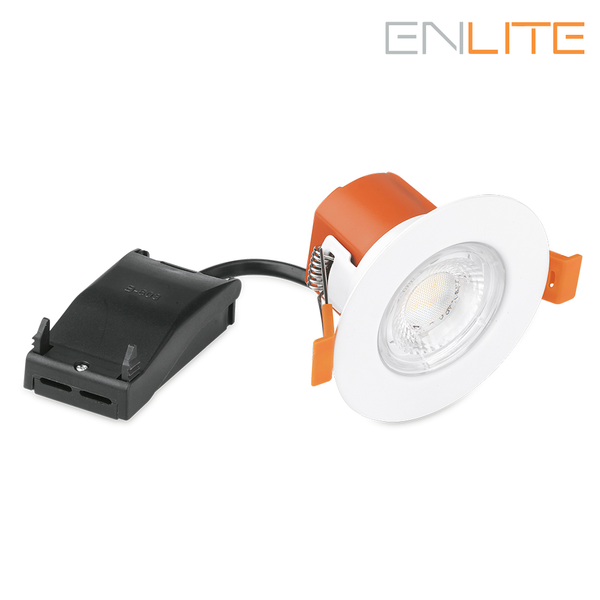 Enlite FD1CP FD1/CS 230V 6W LED IP65 Fixed Dimmable CCT Fire Rated Downlight White 3000K/4000K/6500K - 10pcs Contractor Pack