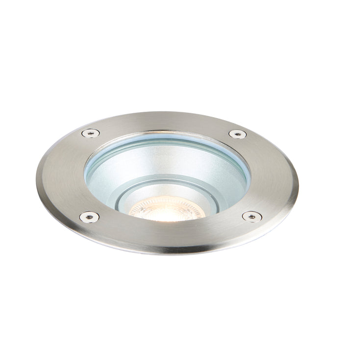 Saxby 99550 Pillar tilt round IP67 7W Brushed stainless steel & clear glass 7W LED GU10 (Required) - westbasedirect.com