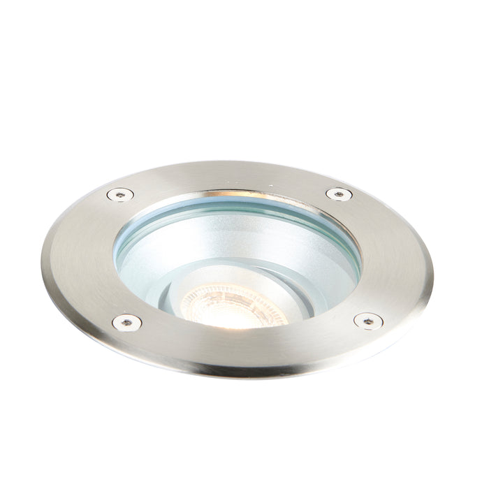 Saxby 99550 Pillar tilt round IP67 7W Brushed stainless steel & clear glass 7W LED GU10 (Required) - westbasedirect.com