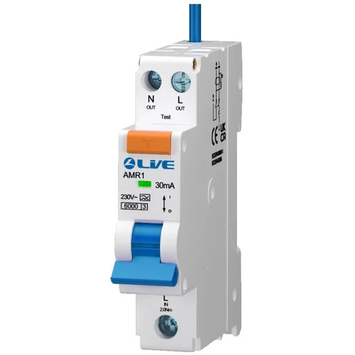 LIVE Electrical AMR106C-030 Single Module 6A C Curve 30mA Type A Bidirectional Mini RCBO - westbasedirect.com