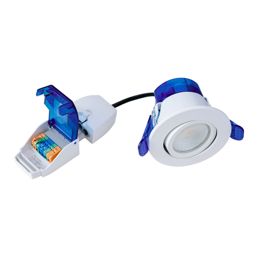 Aurora AU-R62W/CWS 3.5W/5.5W LED IP65 Adjustable Dimmable Fire Rated Downlight FastRFix CRI90 White 2700K/3000K/4000K/5700K - westbasedirect.com