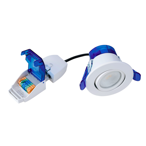 Aurora AU-R62W/CWS 3.5W/5.5W LED IP65 Adjustable Dimmable Fire Rated Downlight FastRFix CRI90 White 2700K/3000K/4000K/5700K - westbasedirect.com