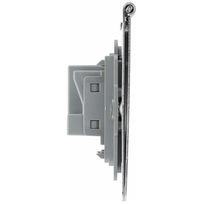 BG SBS23G/FR Flatplate Screwed 1G 13A Unswitched Floor Socket - Grey Insert - Brushed Steel