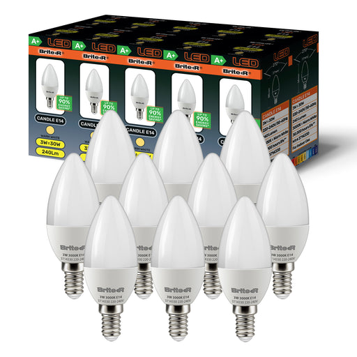 Brite-R 3W E14 SES Candle LED Bulb Warm White 3000K (10 Pack) - westbasedirect.com