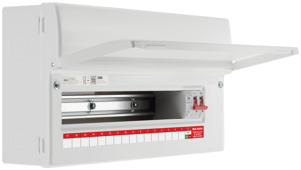 BG Fortress CF19MS16 19 Module 16 Way Unpopulated Metal Consumer Unit with 100A Main Switch & 1x SPD