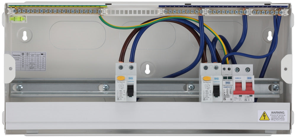 BG Fortress CF22D88S15 22 Module 15 Way Unpopulated Dual RCD Consumer Unit with 100A Main Switch, 2x 80A Type A 30mA RCD & 1x SPD