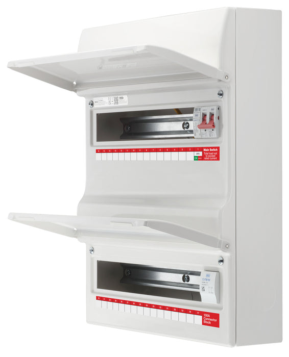 BG Fortress CF236MS31 36 Module 31 Way Unpopulated Metal Dual Row Consumer Unit with 100A Main Switch, 100A Terminal Block & 1x SPD