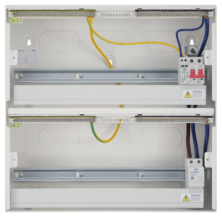 BG Fortress CF248MS43 48 Module 43 Way Unpopulated Metal Dual Row Consumer Unit with 100A Main Switch, 100A Terminal Block & 1x SPD