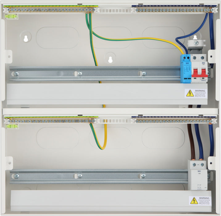 BG Fortress CF248MS43 48 Module 43 Way Unpopulated Metal Dual Row Consumer Unit with 100A Main Switch, 100A Terminal Block & 1x SPD - westbasedirect.com