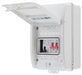 Sync Energy CFEV6W 5 Module IP65 Weatherproof White Metal EV Charger Circuit Protection with 100A Main Switch, 40A B Curve MCB & Type 2 SPD - westbasedirect.com