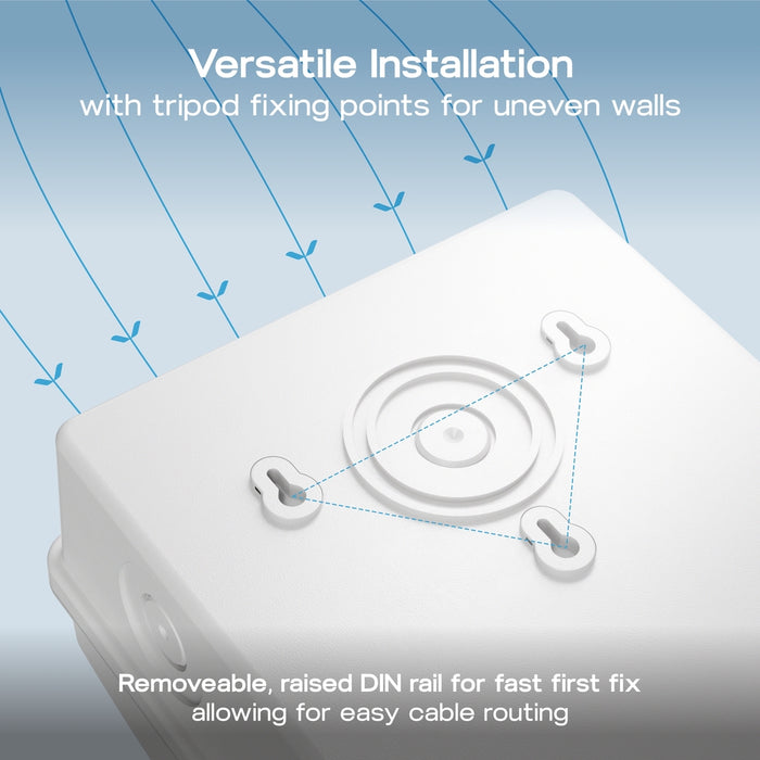 Sync Energy CFEV6W 5 Module IP65 Weatherproof White Metal EV Charger Circuit Protection with 100A Main Switch, 40A B Curve MCB & Type 2 SPD - westbasedirect.com