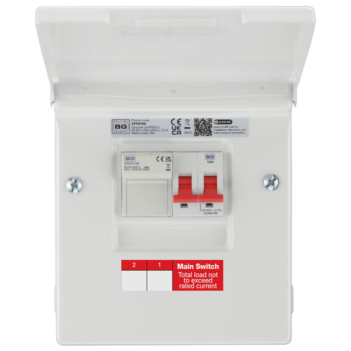 BG Fortress CFFS100 100A Switch Fuse Enclosure with 63A, 80A & 100A Cartridge Fuses