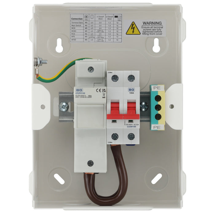 BG Fortress CFFS100 100A Switch Fuse Enclosure with 63A, 80A & 100A Cartridge Fuses