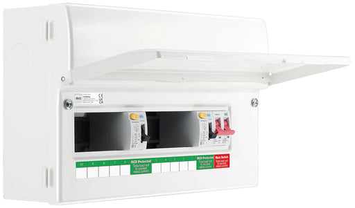 BG Fortress 10 Way Metal Unpopulated Consumer Unit + 100A Main Switch, 1x 80A 1x 63A 30mA Type A RCD - westbasedirect.com