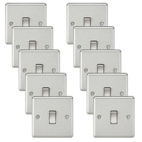 Knightsbridge CL2BCx10 Rounded Edge 10AX 1G 2-Way Plate Switch - Brushed Chrome (10 Pack)