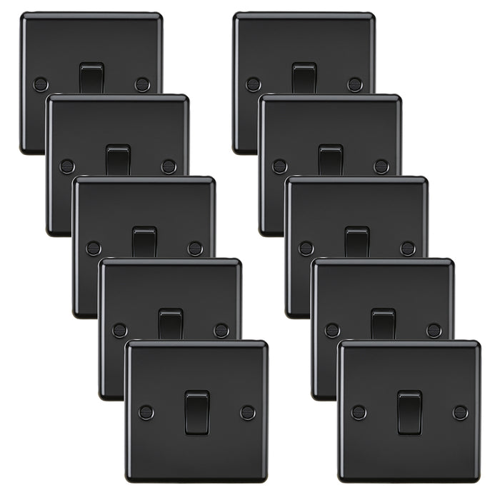 Knightsbridge CL2MBBx10 Rounded Edge 10AX 1G 2-Way Plate Switch - Matt Black (10 Pack)