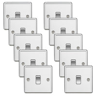 Knightsbridge CL2PCx10 Rounded Edge 10AX 1G 2-Way Plate Switch - Polished Chrome (10 Pack)