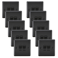 Knightsbridge CL3MBBx10 Rounded Edge 10AX 2G 2-Way Plate Switch - Matt Black (10 Pack)