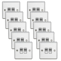 Knightsbridge CL3PCx10 Rounded Edge 10AX 2G 2-Way Plate Switch - Polished Chrome (10 Pack)
