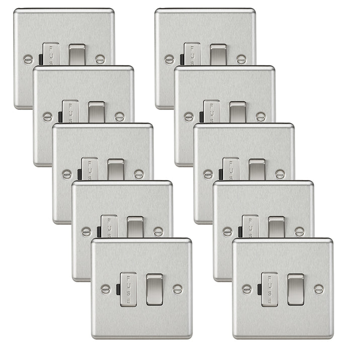Knightsbridge CL63BCx10 Rounded Edge 13A Switched Fused Spur Unit - Brushed Chrome (10 Pack)