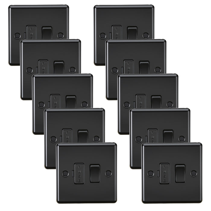 Knightsbridge CL63MBBx10 Rounded Edge 13A Switched Fused Spur Unit - Matt Black (10 Pack)