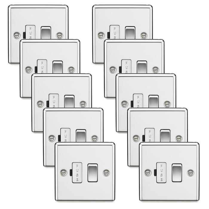 Knightsbridge CL63PCx10 Rounded Edge 13A Switched Fused Spur Unit - Polished Chrome (10 Pack)